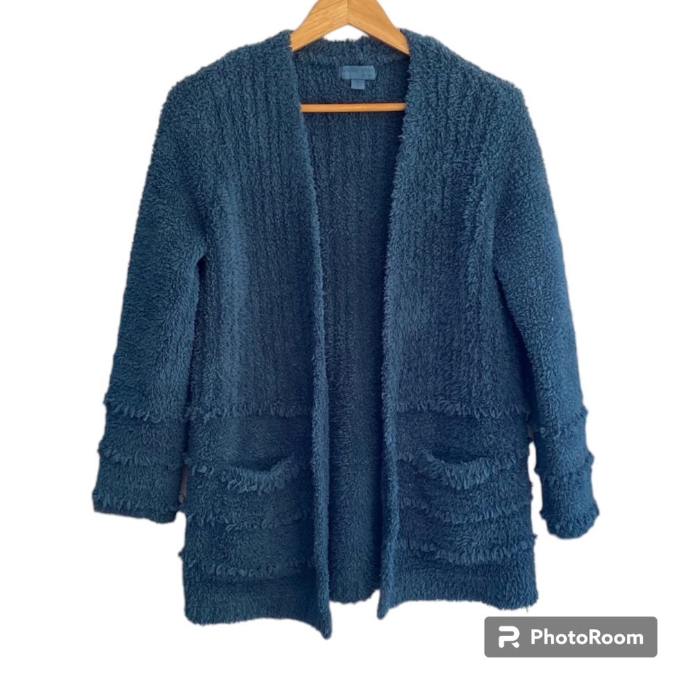 Barefoot Dreams CozyChic Knit Boardwalk Cardigan Size Small Teal